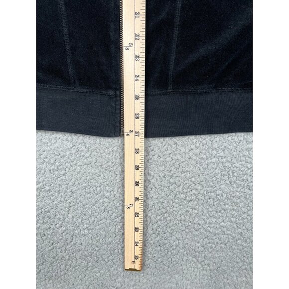 Juicy Couture Womens Jacket Black Large Full Zip Y2K Fleece Terry Track Striped - Picture 7 of 10